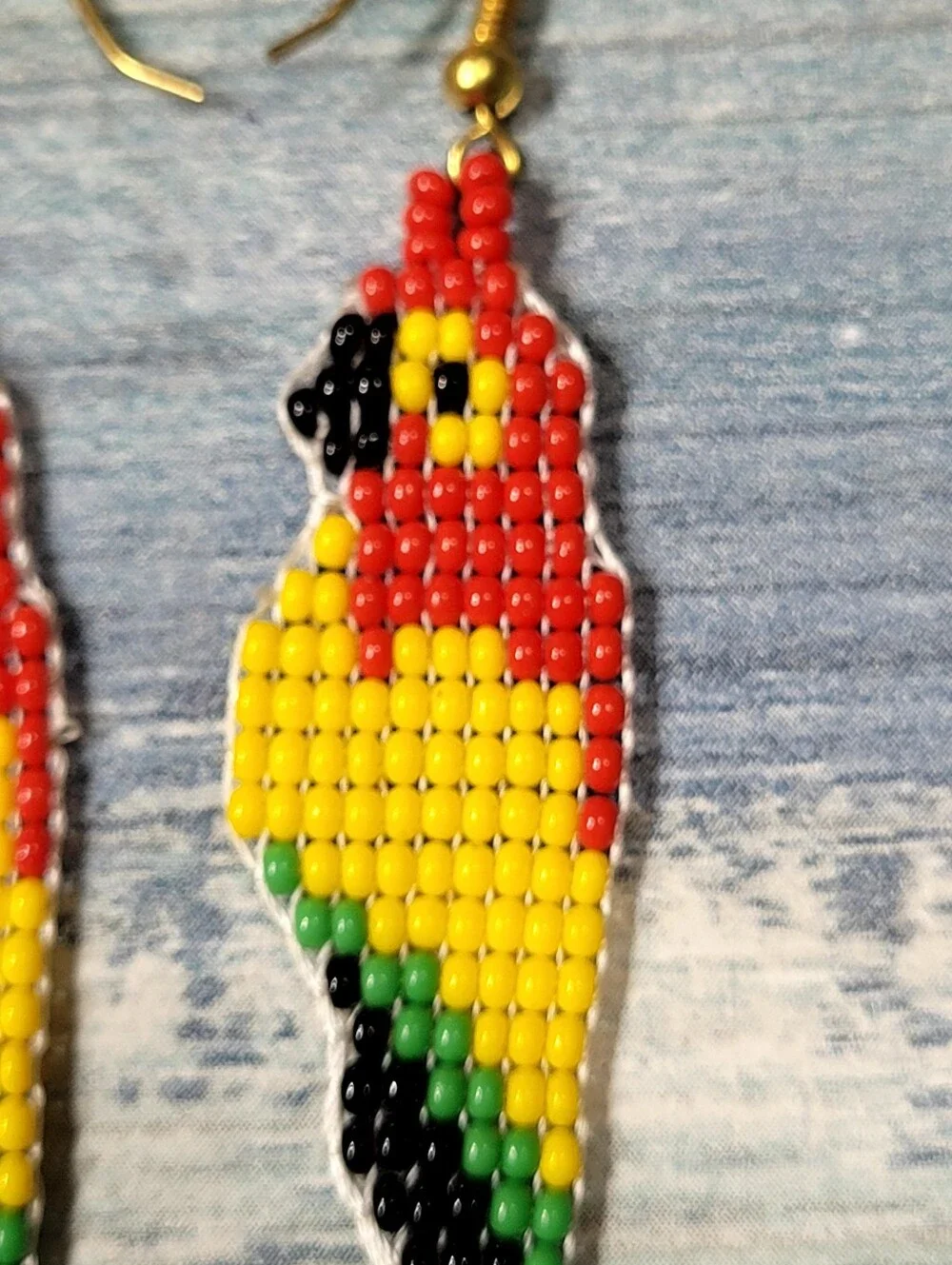 Red & Yellow Parrot seed Beaded Earrings